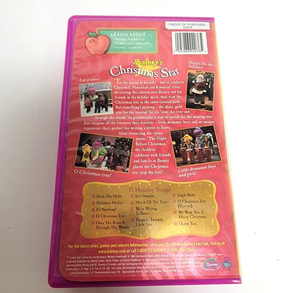 BARNEY Christmas Star VHS Clamshell Purple 2002 Preschool Holiday Songs Toddler - Picture 2 of 4